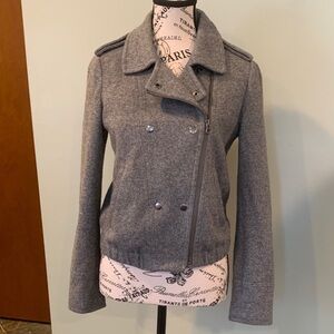 LOFT Gray Flannel Moto Bomber Short Lightweight Jacket Women’s XS Extra Small